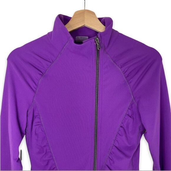Karma Purple Ruched Mesh Panel Zip Jacket - Picture 2 of 9